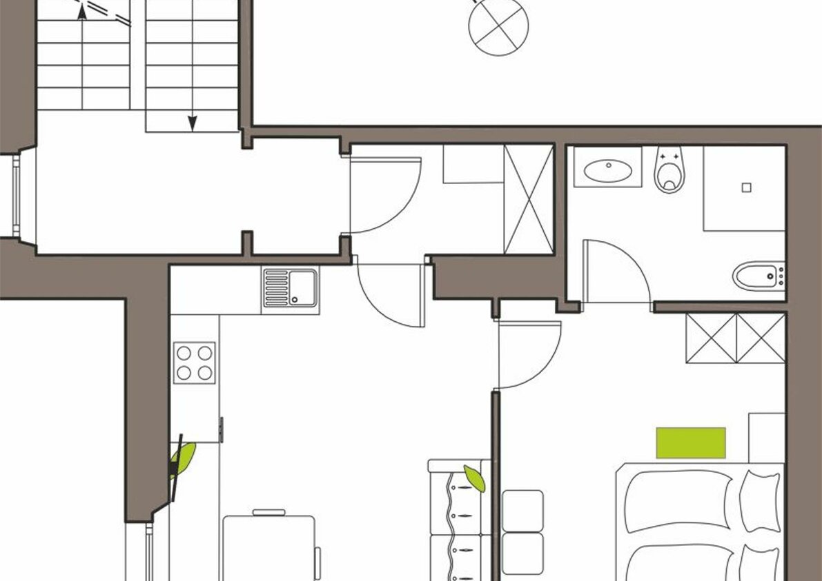 Planimetry Bel Paese - apartment for 2-3 people in the centre or Ortisei