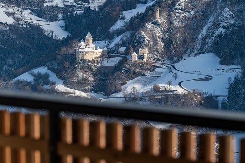 Terrace with view on castle Trostburg