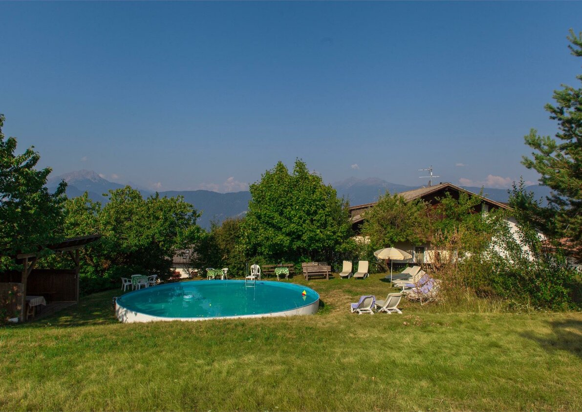 Outdoor-Pool mit Liegewiese im Hotel Alber, Vöran